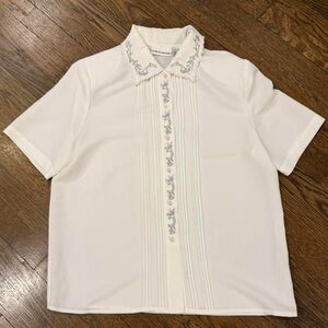Croft & Barrow 80s White Embroidered Blouse